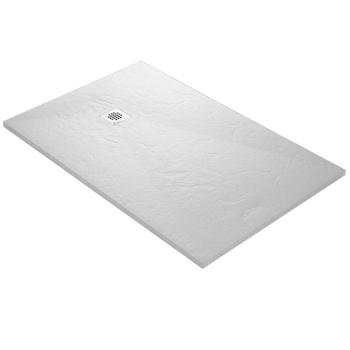 Receveur de douche - U-TILE -  blanc 100 x 80 cm haute densité aspect ardoise - grille carrée