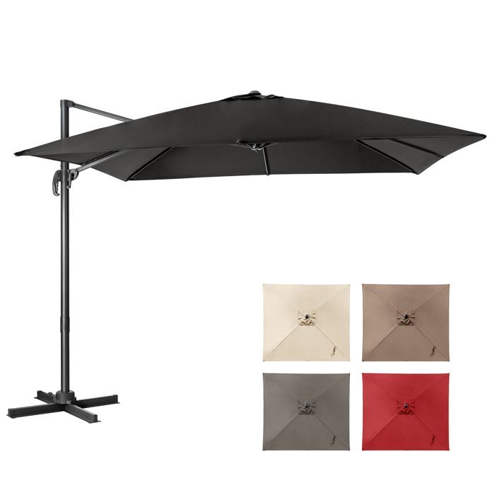 COSTWAY Parasol Déporté Pliable Ø3M avec Base Croisée-Rotation à 360°, 3 Réglages d'Inclinaison-Event pour Jardin et Terrasse, Noir