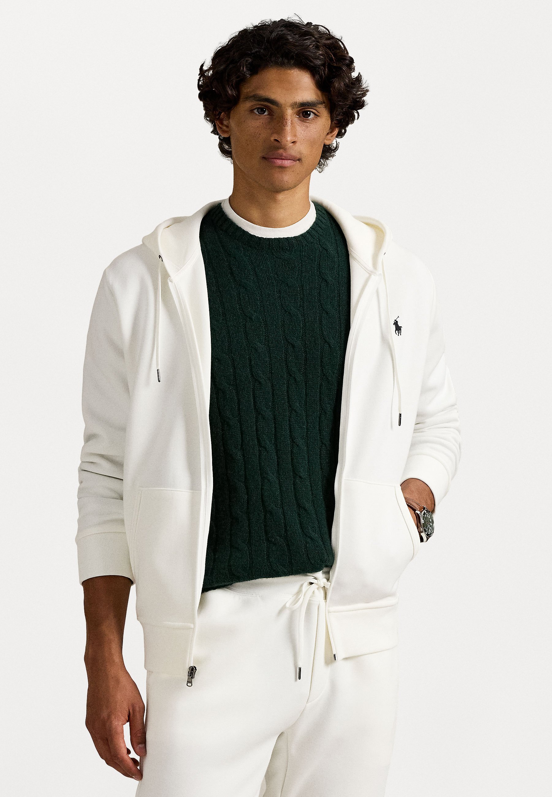 Felpa con cappuccio e zip intera Polo Ralph Lauren - bianca