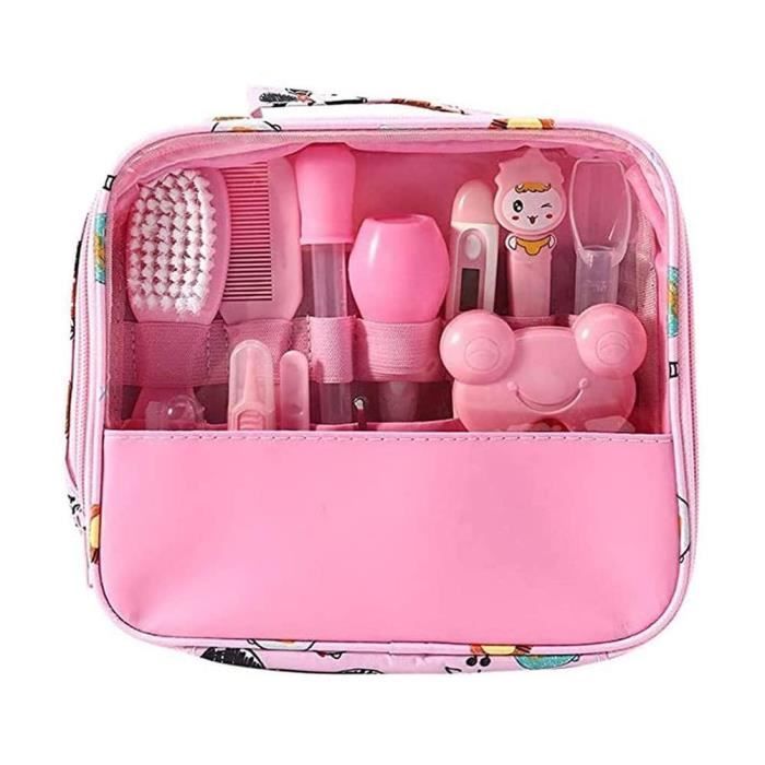 Kit de aseo de 13 piezas para recién nacidos: artículos esenciales para el cuidado de la salud, cortaúñas - Rosa