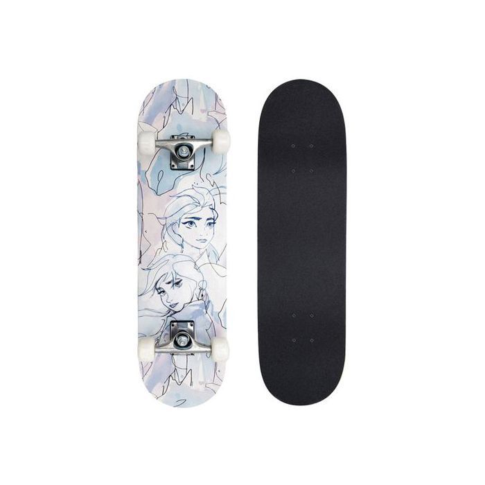DISNEY Frozen Large Wooden Skateboard for Children, 79 cm, Non-slip Deck, Stable up to 80 kg