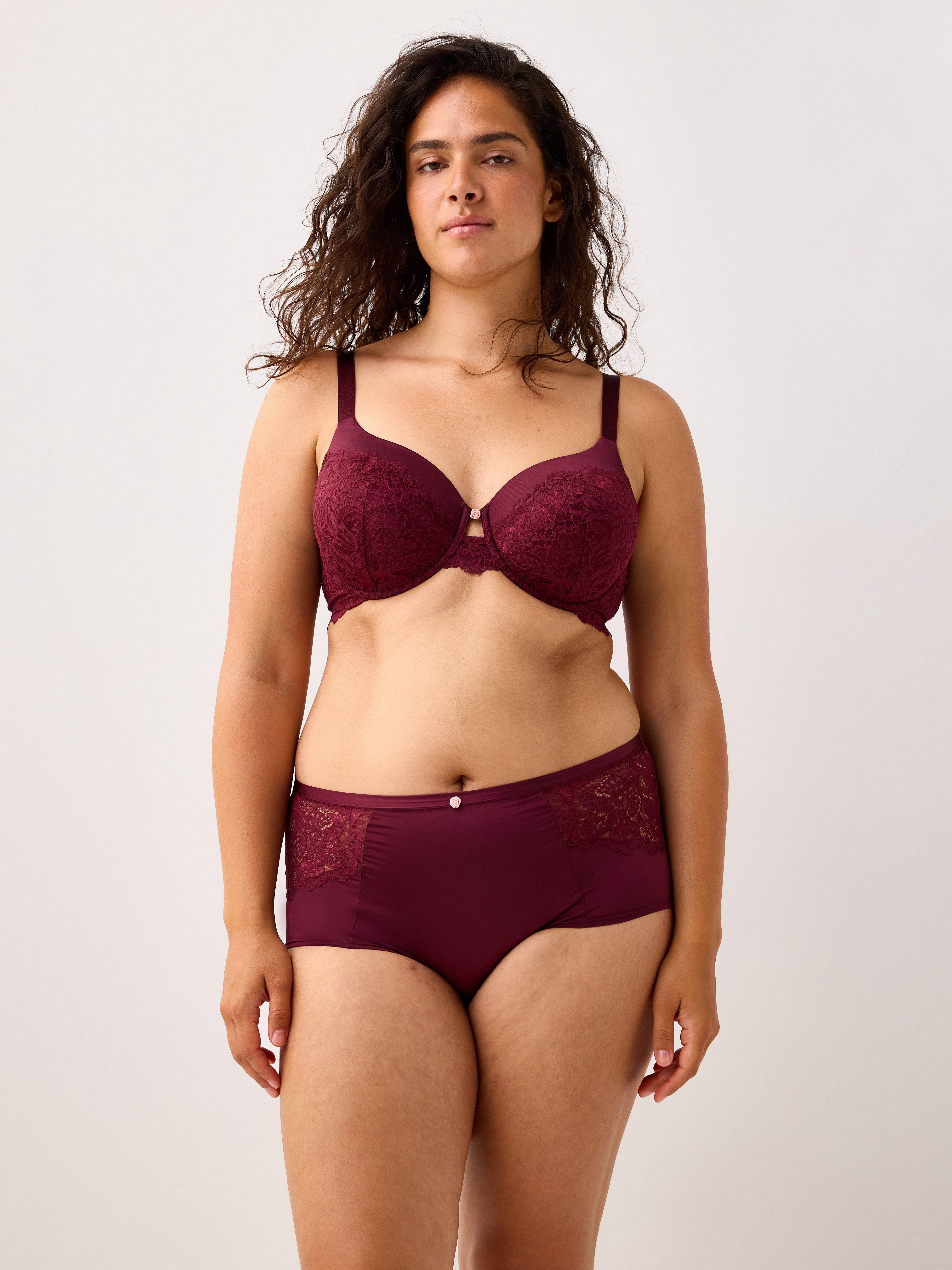 Hoge taille slip donker stoffig rood