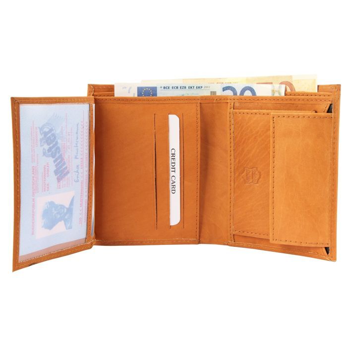 Portefeuille homme - EXCELLANC - Bahri - Cuir véritable marron - 8 emplacements cartes - Sans fermeture