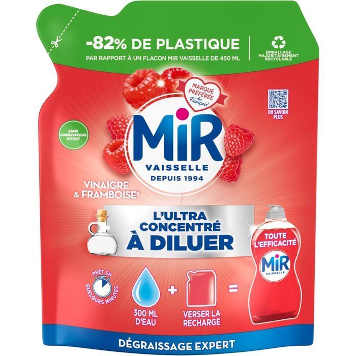 Dishwashing Liquid - Mir - Ultra Concentrated - Vinegar & Raspberry - Expert Degreasing - 150ml