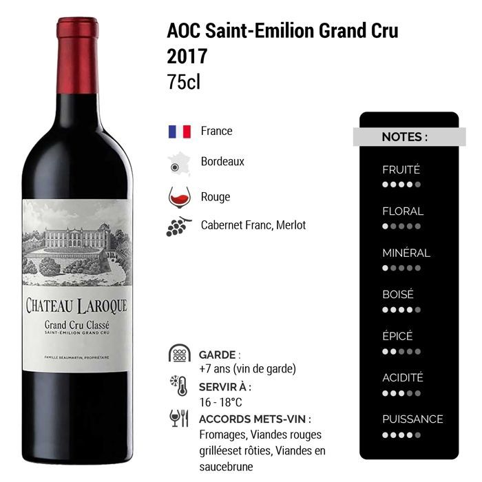 Château Laroque Saint-Emilion Grand Cru 2017 - Vinho Tinto Bordeaux (3x75cl)