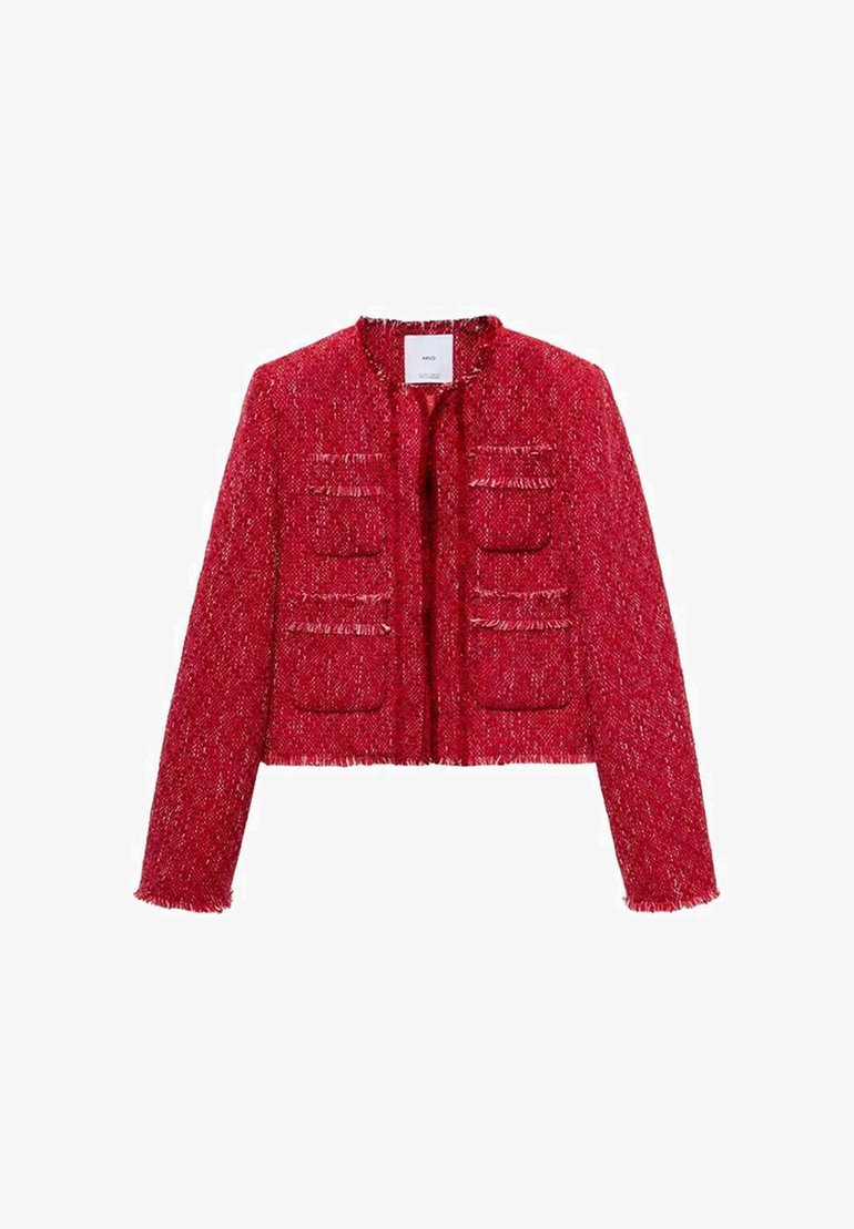 Mango S ROZTREPANÝMI KONCAMI - Letná bunda - červená