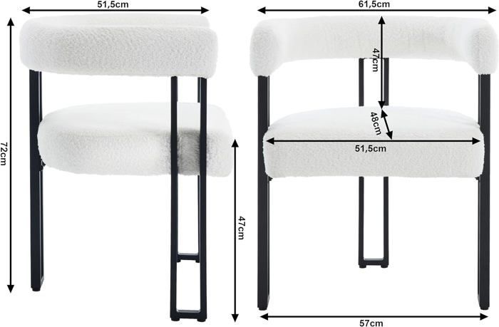 WOLTU Set of 4 Dining Chairs, Chenille Living Room Chairs, Metal Legs, Modern Bedroom Armchair, Cream W0ATT0322-4