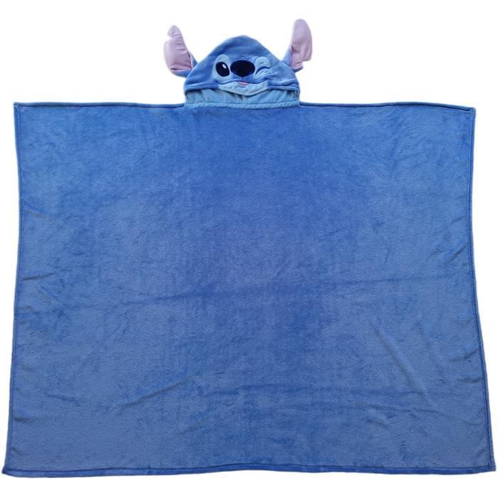 Manta polar 3D con capucha - WORLD TRADE AND TECHNOLOGIES - Stitch - 120 x 150 cm - Ultra suave - Diseño infantil