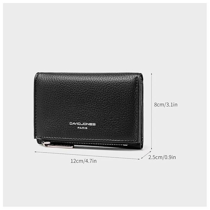 David Jones - Monedero - Cartera pequeña de piel sintética para mujer - Negro