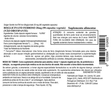 Solgar Hierro Suave - Hierro 20 mg, 90 cápsulas