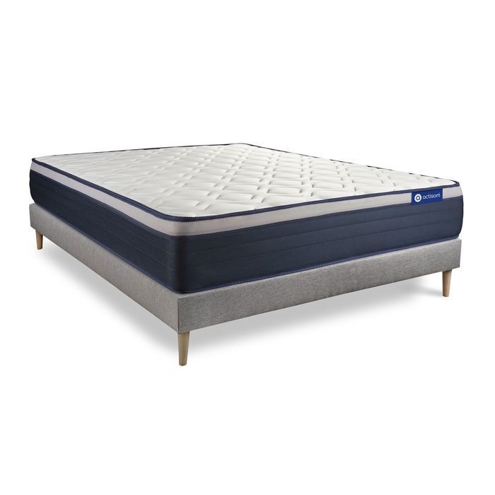 Conjunto de colchón y base de cama de 140x190 cm - Base de cama gris (requiere montaje) - Actilatex Max