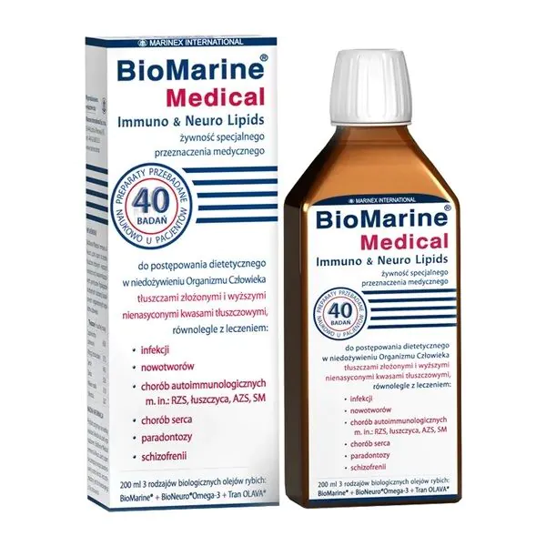 BioMarineMedical Immuno & Neuro Lipids 4 Rodzaje Olejów Rybich o Biologicznym Składzie 200 ml