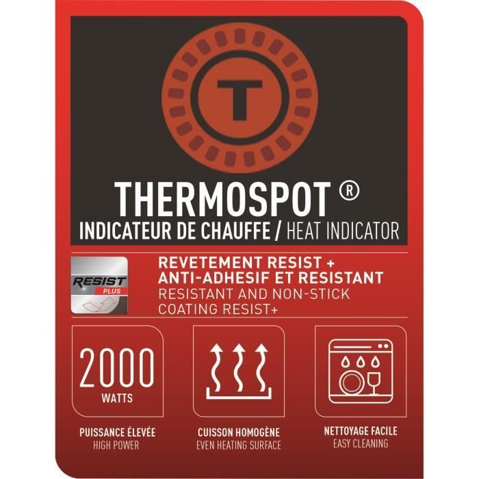 Chapa elétrica TEFAL CB660301 Colormania, 2000 W de potência, termostato ajustável, capacidade para 6 a 8 pessoas, revestimento antiaderente.