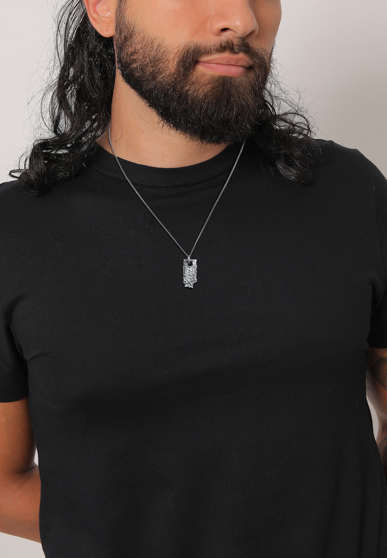 KUZZOI Hommes Pendentif Rectangle Organique en Argent Sterling 925