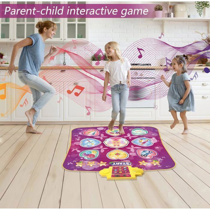 Interactieve dansmat voor meisjes van 3-12 jaar, met 9 LED-pijlen, muziek, dansmat, ideaal als cadeau voor meisjes.