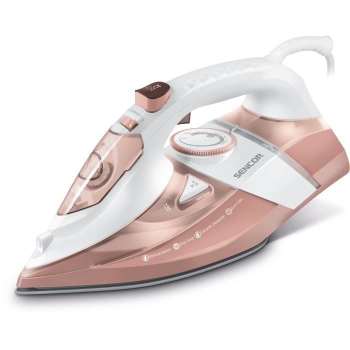 Ferro a vapor - SENCOR - SSI 8300RS - 3200 W - 350 ml - 45 g/min - Branco/Rosa