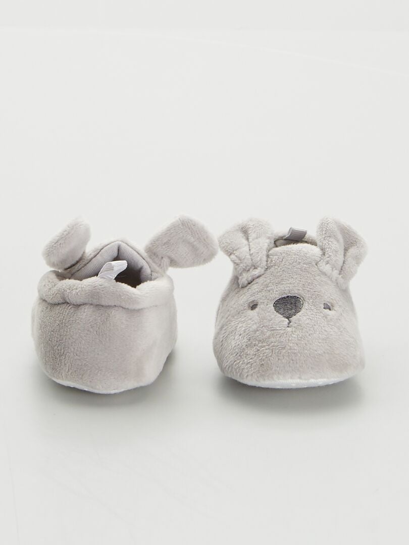 Pantufas de veludo para bebê - cinza