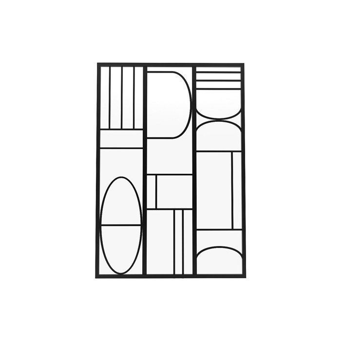 Mampara de cristal para taller, de aluminio con recubrimiento en polvo estilo Art Déco - 90x130 cm - Negro - COUBARTA