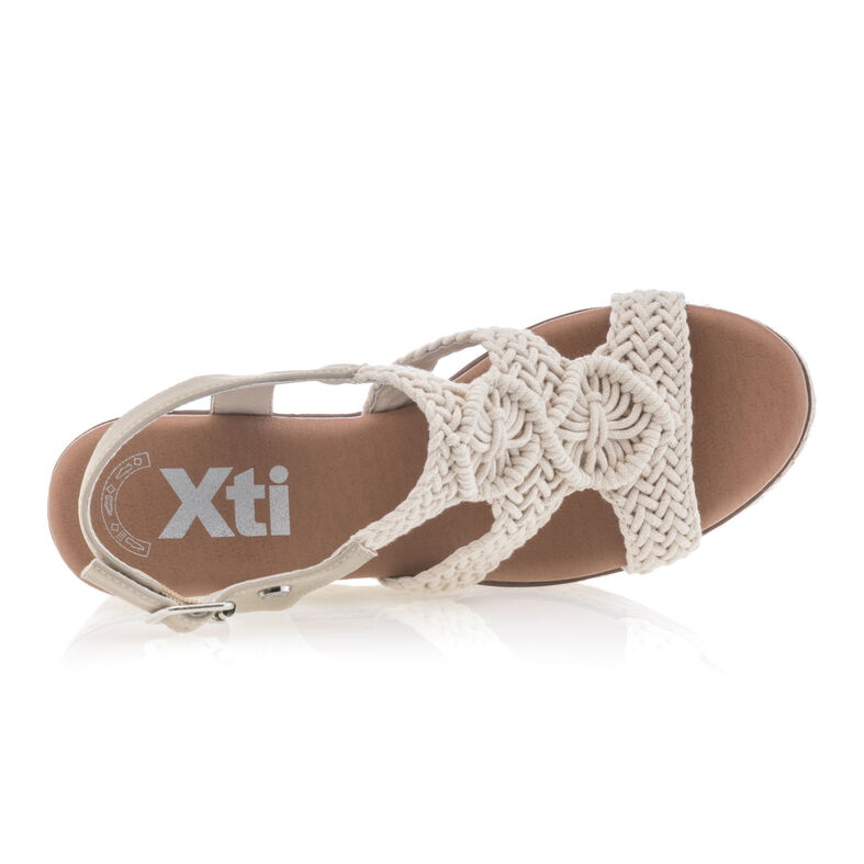 Beige Espadrilles für Damen mit Seilsohlen