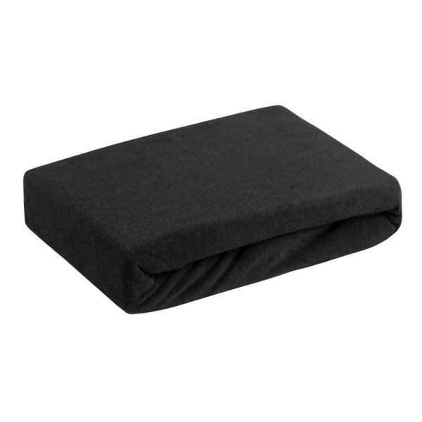 Prześcieradło frotte z gumką 140x200 czarne na materac 20 cm