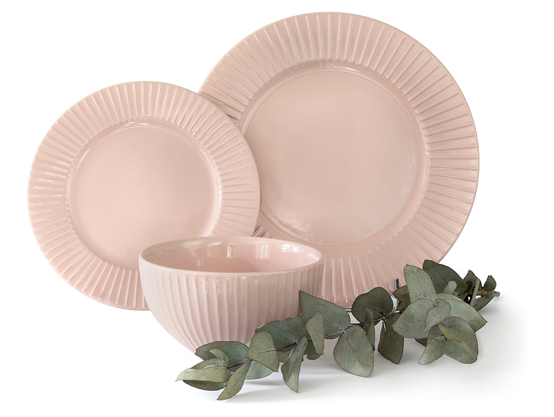 Komplet obiadowy 18 el. porcelit Verona Rosa różowy