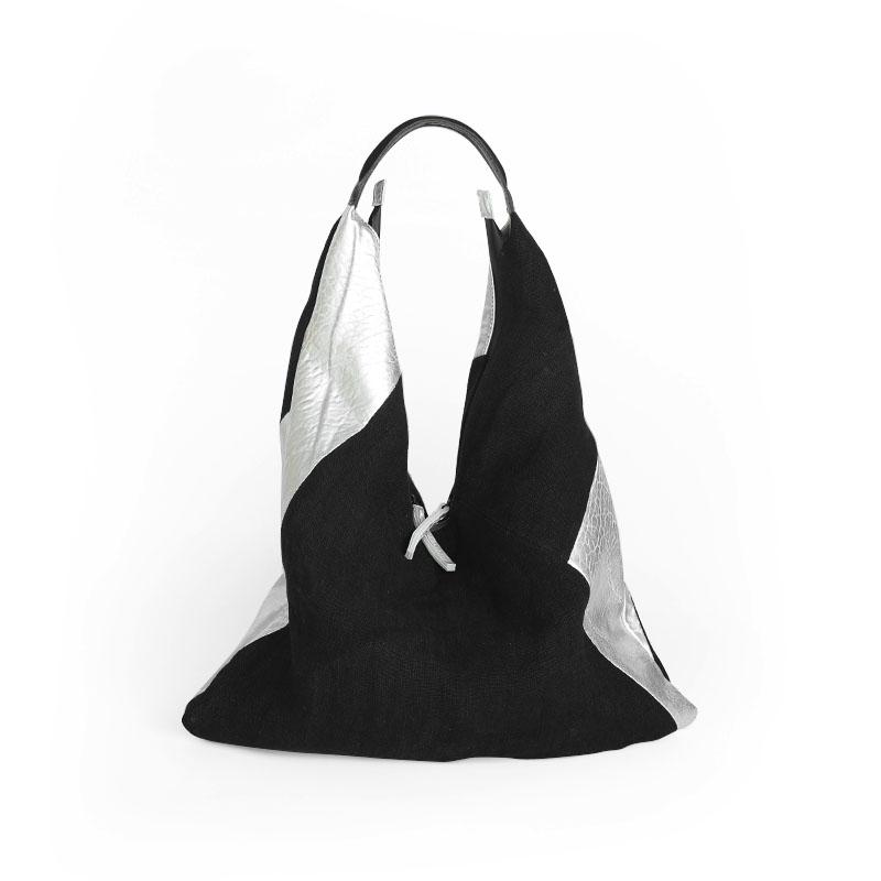 Borsa da donna Vendange, stile retrò, casual, fatta a mano, in lino, con tracolla in pelle 2523