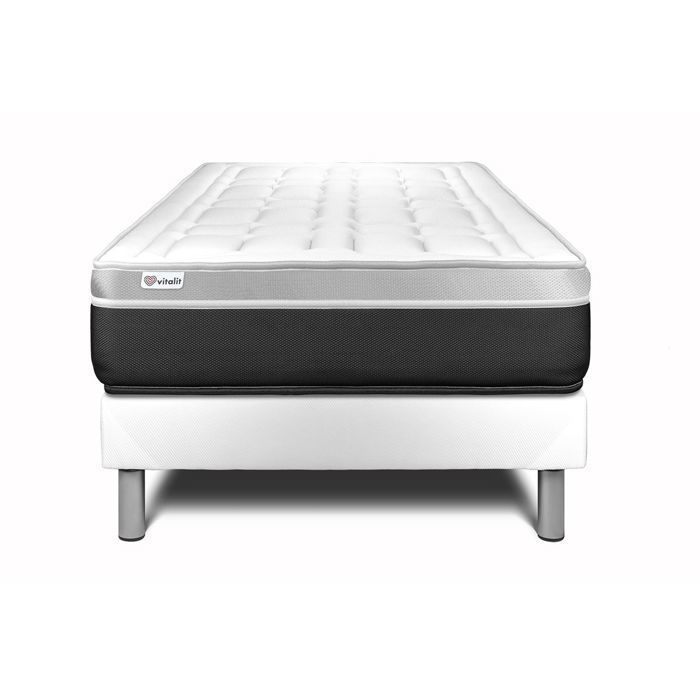 Conjunto de colchón y base de cama de 90x200 cm - Vital Soft Blanco
