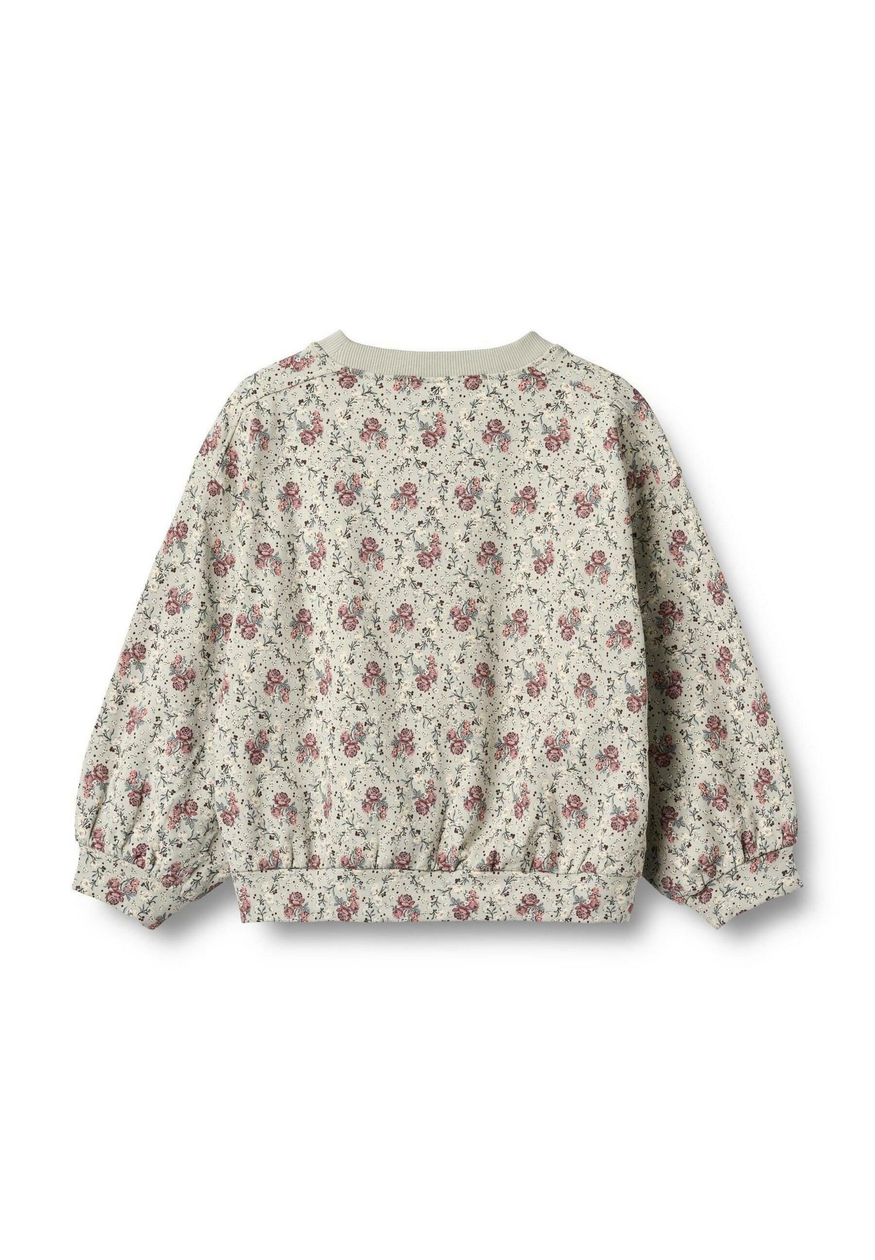 Weizenfarbenes Sweatshirt mit leicht grünen Blüten