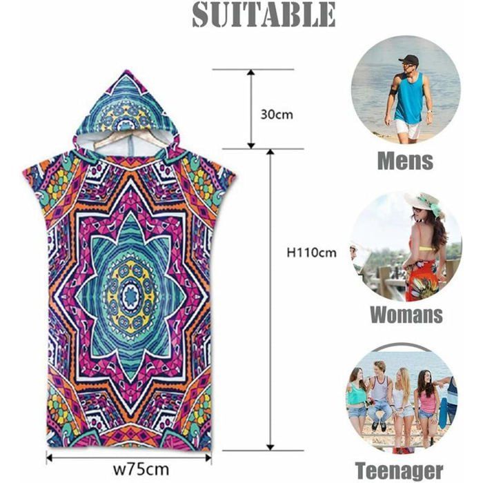 Toalla tipo poncho de surf, bata de cambio de tejido de microfibra de secado rápido para surf, poncho de playa con capucha, bata de baño para cambiarse