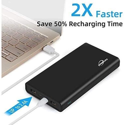 Carregador rápido preto, bateria externa de 26800mAh, carregador portátil com 2 portas de saída, bateria de alta capacidade para smartphones.
