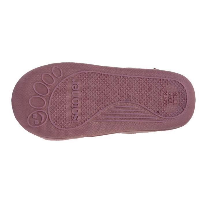 Pantuflas Isotoner con cremallera, fáciles de poner, buen soporte para el pie, suela antideslizante rosa brillante para bebés.