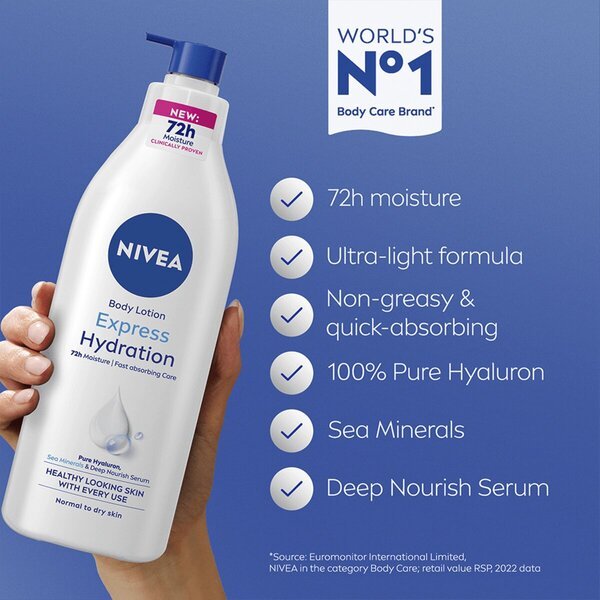 NIVEA Express hidratantni losion za tijelo s pumpicom 400 ml - Normalna do suha koža