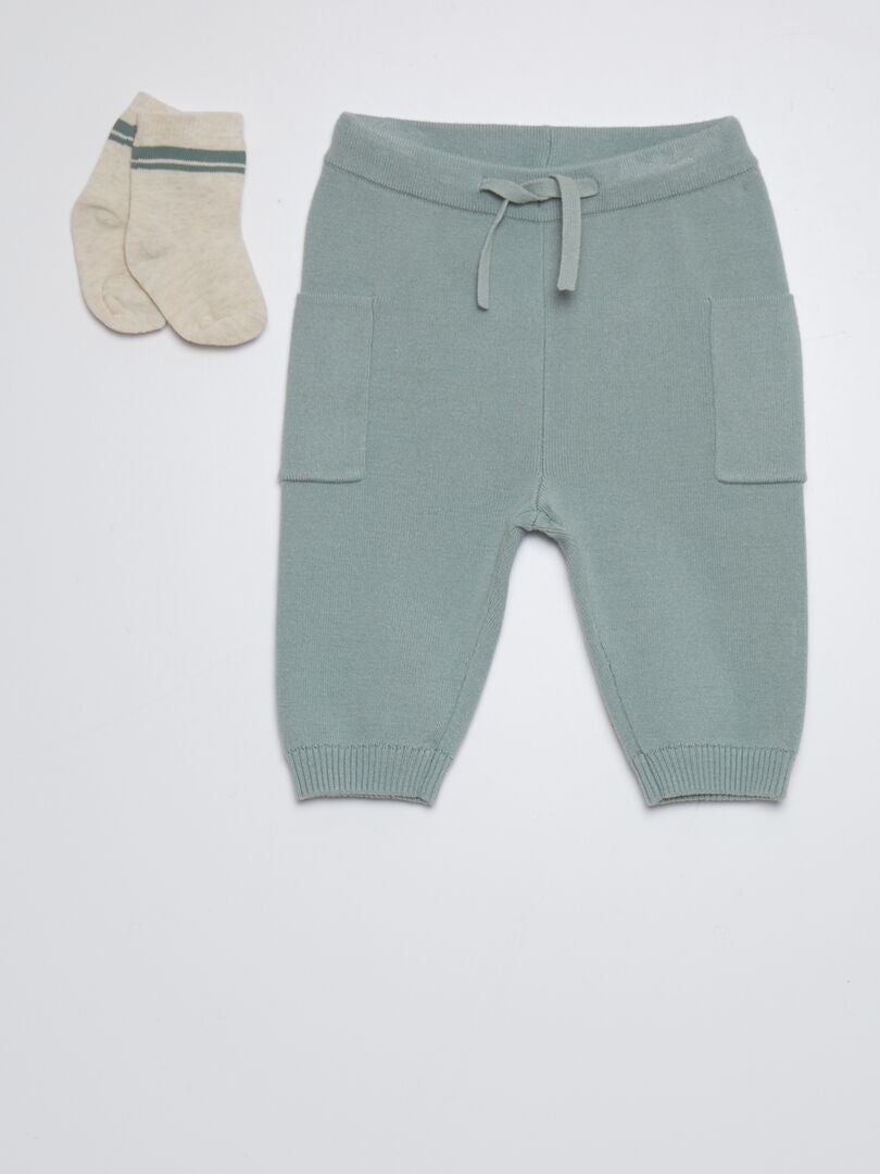 Joggingbroek met opgestikte zakken + sokken - GROEN