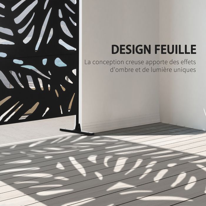Panel de privacidad Outsunny - diseño decorativo de plantas para exteriores, ideal para paisajismo de jardines - metal - 122x45x198cm - negro