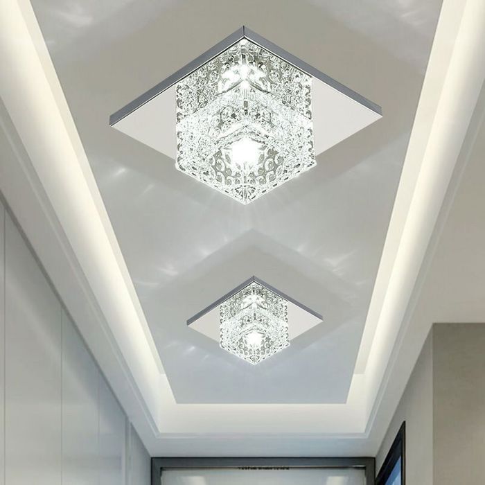 unidad de foco LED de techo de cristal de 5 W, lámpara de araña moderna de cristal, luz blanca, 10 cm