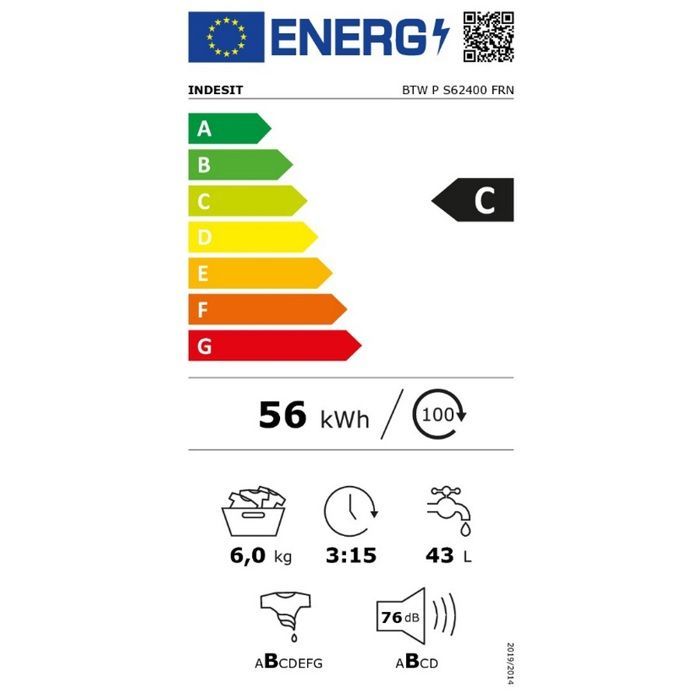 Top-Waschmaschine - INDESIT - BTWPS62400FRN - 6 kg - 1200 U/min - Klasse C