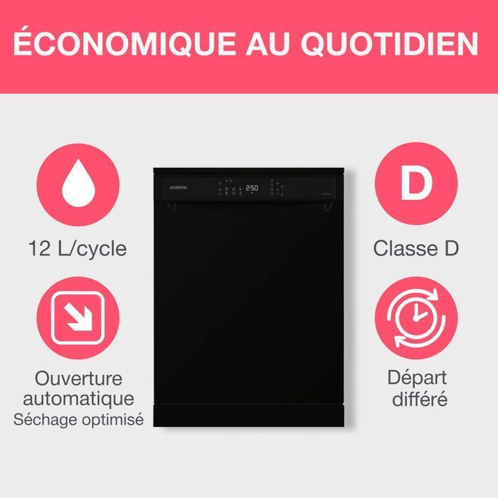 OCEANIC OCEALV1247B Lavastoviglie a libera installazione - 12 coperti - 47 dB Nero