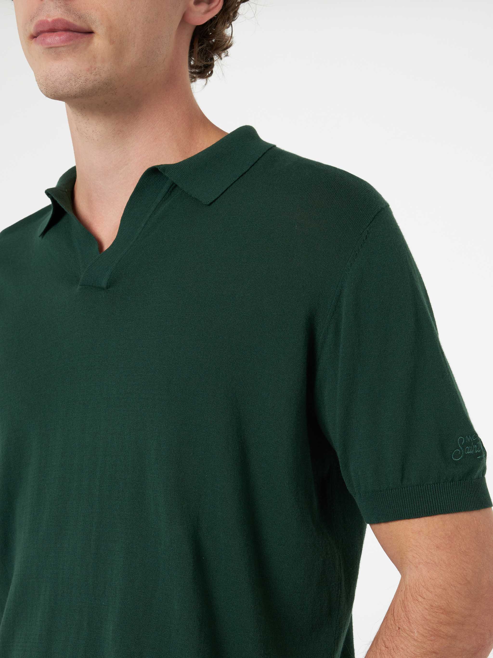 Sloan poloshirt in Engels groen gebreid zonder knopen