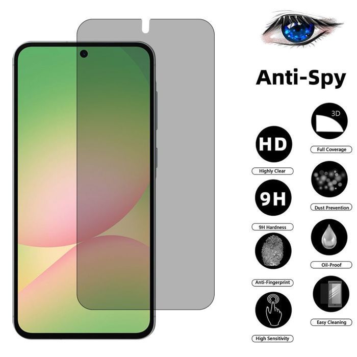 Pellicole protettive in vetro temperato per Samsung Galaxy A56 5G - Anti-spionaggio - Antigraffio - Antiurto - Confezione da 2