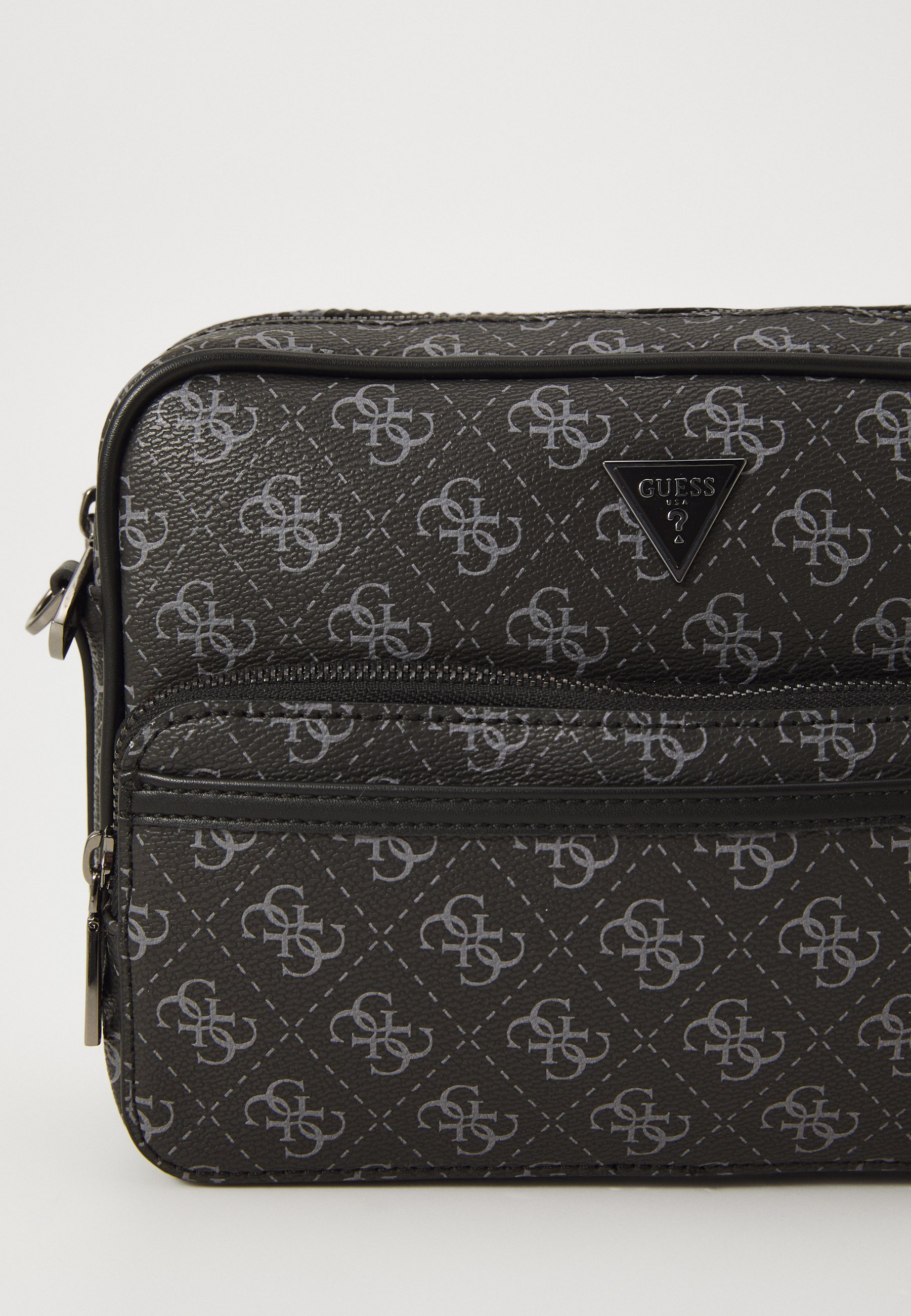 Guess MILANO CROSSBODY DOUBLE ZIP - Crossbodytas - donkerzwart