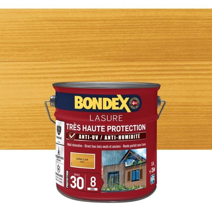 BONDEX - Tinte para madera de 8 años - FPS 30 - Roble claro - Acabado satinado - 2,5 L