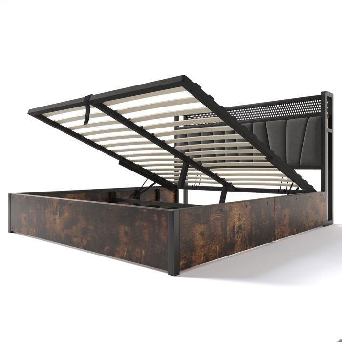 Upholstered bed 180x200, with LED headboard, app control, USB ports and premium metal design double bed