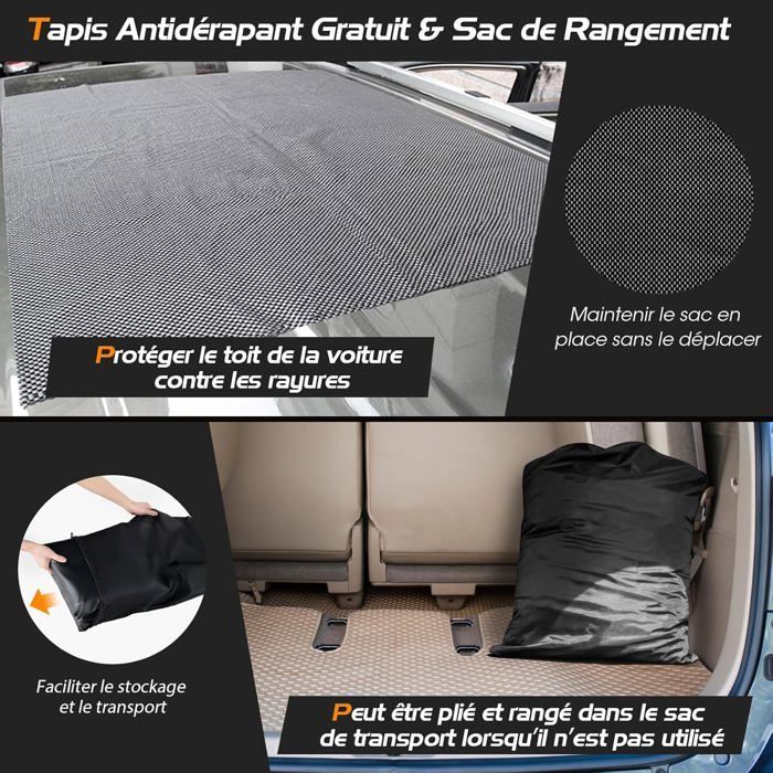 Cofre de techo para coche COSTWAY de 600 litros, impermeable, con 10 correas y 6 ganchos, alfombrilla antideslizante y bolsa de almacenamiento. Compatible con todos los vehículos.