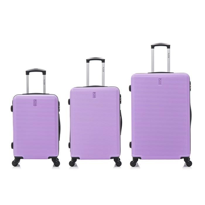 Set di valigie - CELIMS FRANCE - Weekend - 3 pezzi - Ultra resistenti - Ruote a 360° - Viola