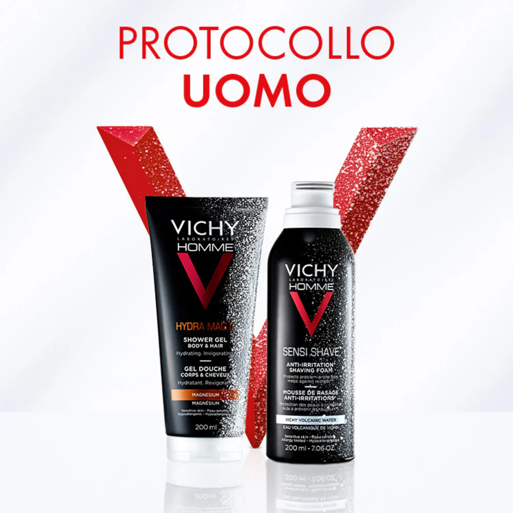 Vichy Homme Pochette Regalo Uomo Hydra Mag C Gel Doccia + Sensi Shave Schiuma da Barba - Cofanetti Viso e Corpo, Bagno e Doccia