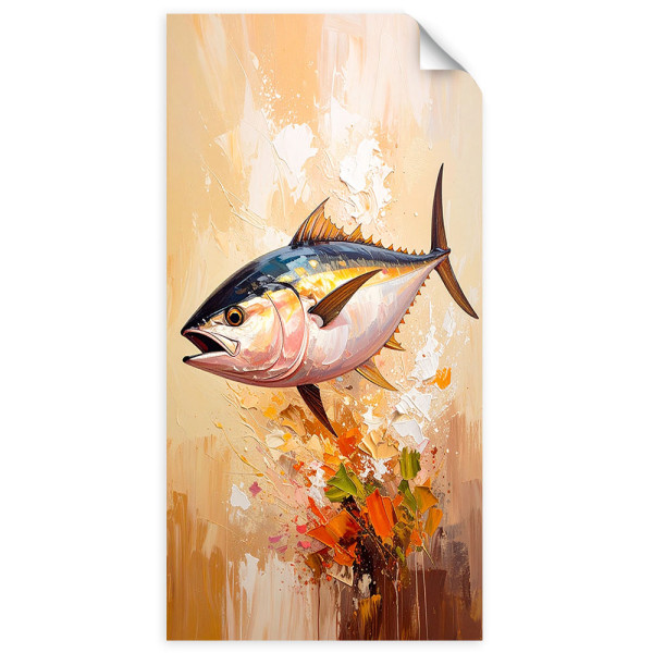 Naklejka na ścianę  Feeby Ryba Morze imitacja farby 40x80
