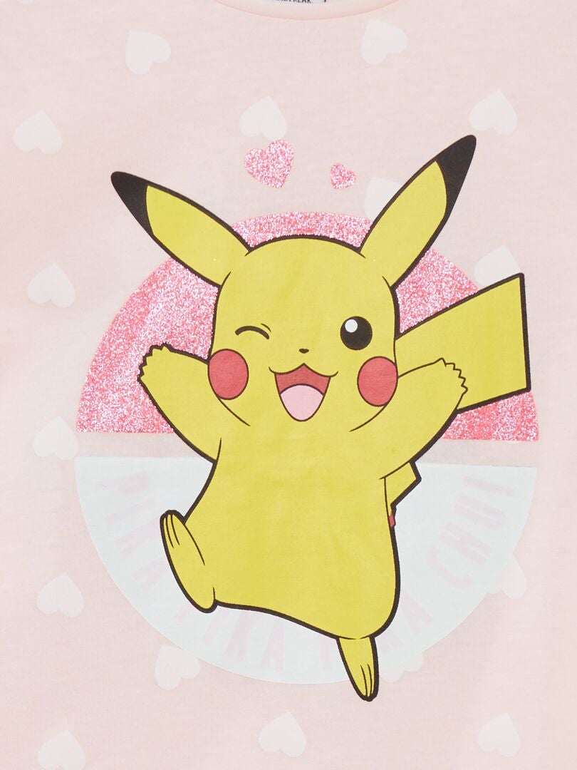 Camiseta con corazones de 'Pikachu' - ROSA