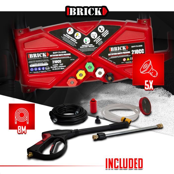 Idropulitrice termica ad alta pressione - BRICK - BHP170-205B - 205 bar max - 2100 W