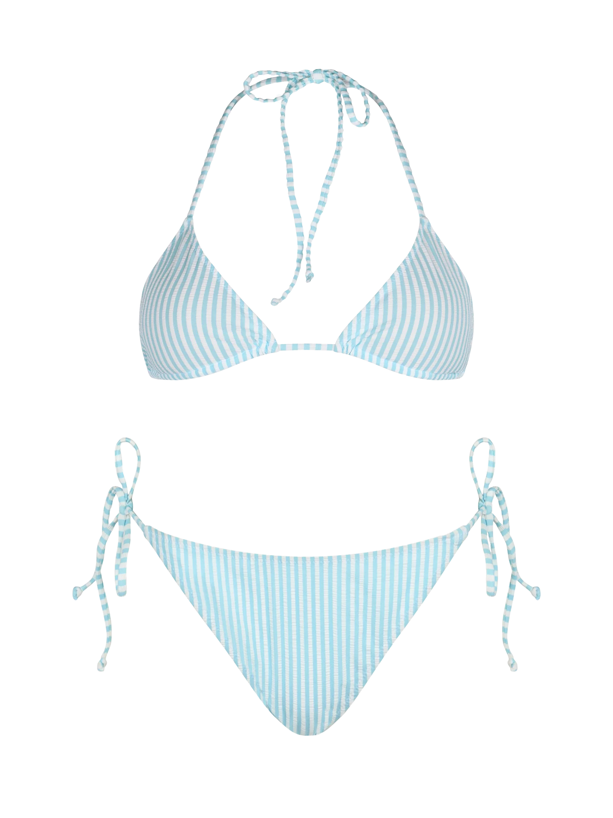 Bikini da donna a triangolo a righe seersucker Leah Virgo