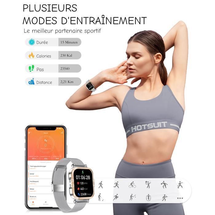 Montre connectée fitness pour femme-étanche IP67-1.75